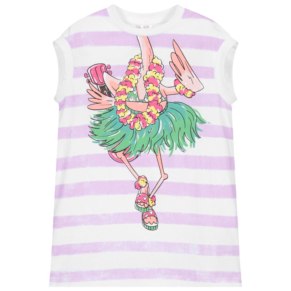 Stella McCartney Kids - Rosa Kleid mit hawaiianischem Flamingo-Print | Childrensalon