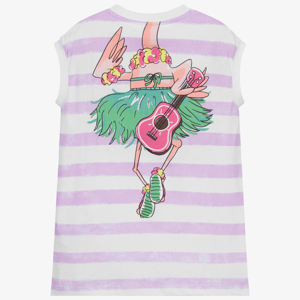 Stella McCartney Kids-فستان قطن لون زهري و ابيض | Childrensalon Outlet