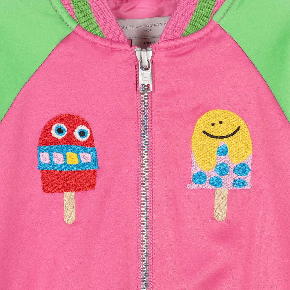 Stella McCartney Kids - Pink Lolly Satin Bomber Jacket