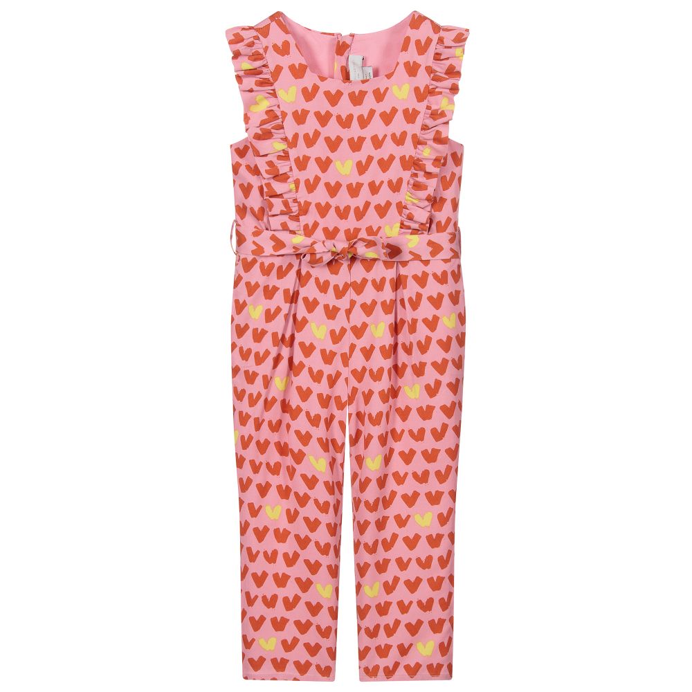 Stella McCartney Kids-Pink & Red Heart Jumpsuit | Childrensalon Outlet