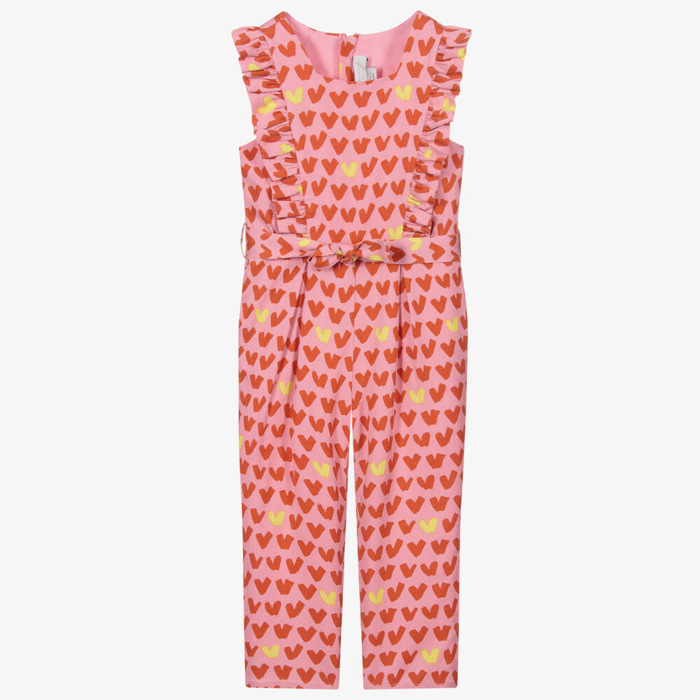 Stella McCartney Kids-Pink & Red Heart Jumpsuit | Childrensalon Outlet