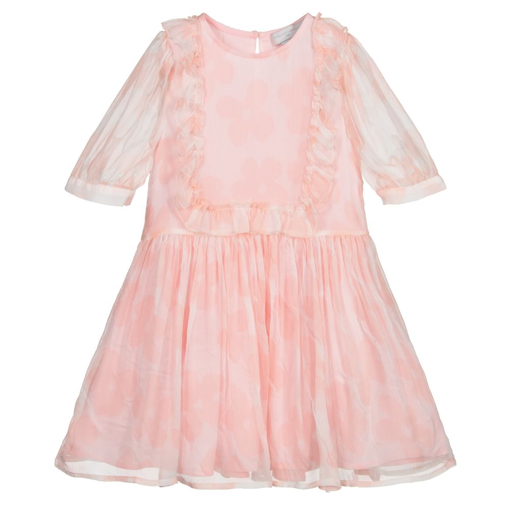 Stella McCartney Kids - Rosafarbenes Chiffonkleid aus Seide | Childrensalon