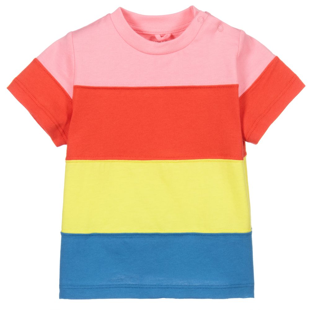 Stella McCartney Kids - Rosafarbenes, gestreiftes T-Shirt | Childrensalon