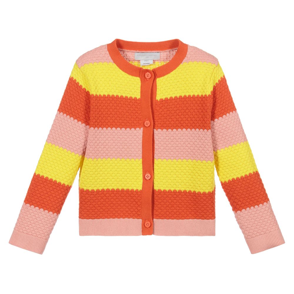 Stella McCartney Kids Pink Yellow Cotton Cardigan