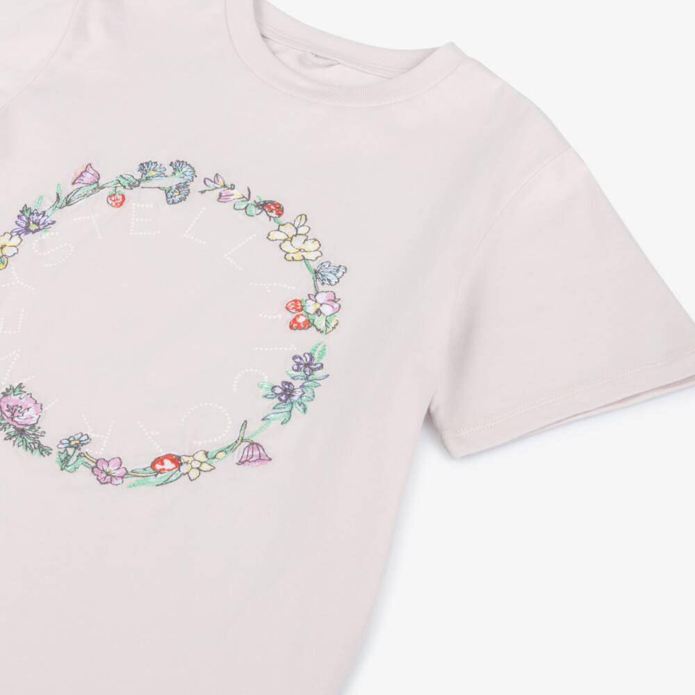 Stella McCartney Kids-Футболка из хлопка с фиолетовыми цветами для девочек | Childrensalon Outlet