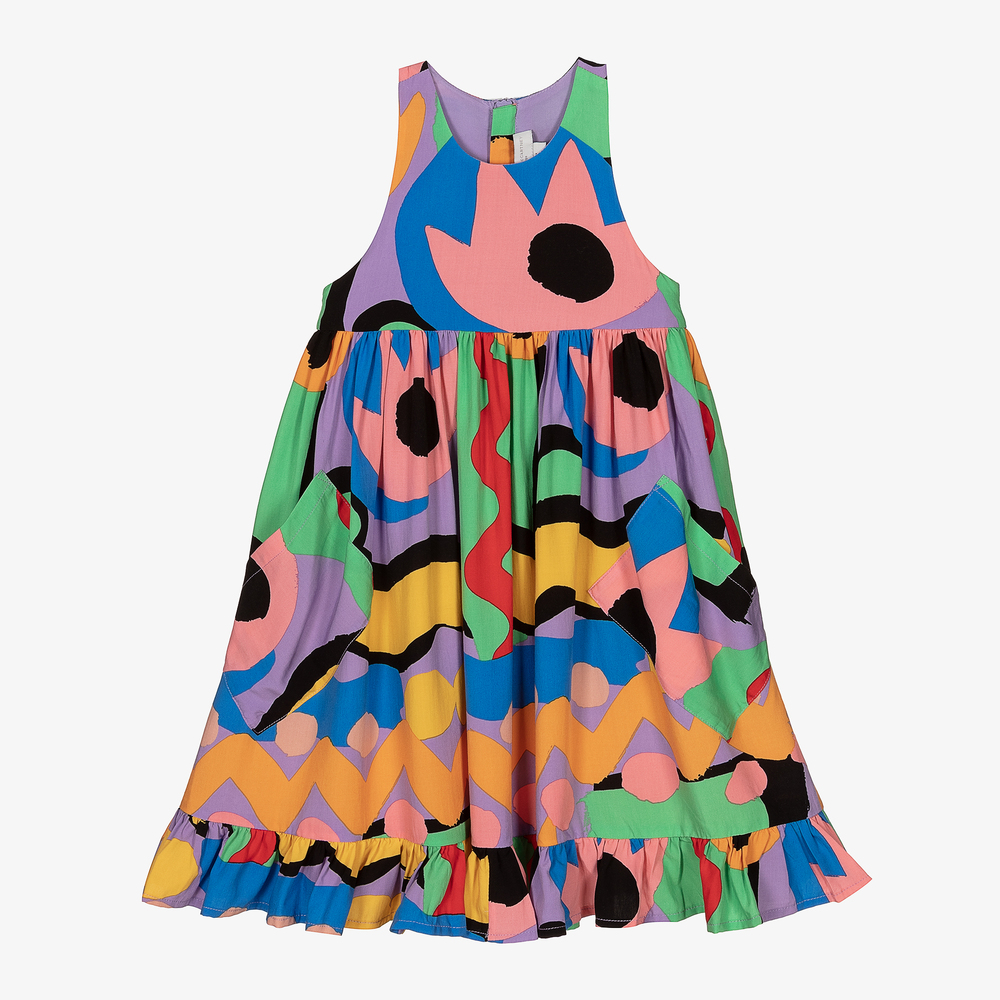 Stella McCartney Kids - فستان ميدي فيسكوز لون أرجواني بطبعة ملونة | Childrensalon