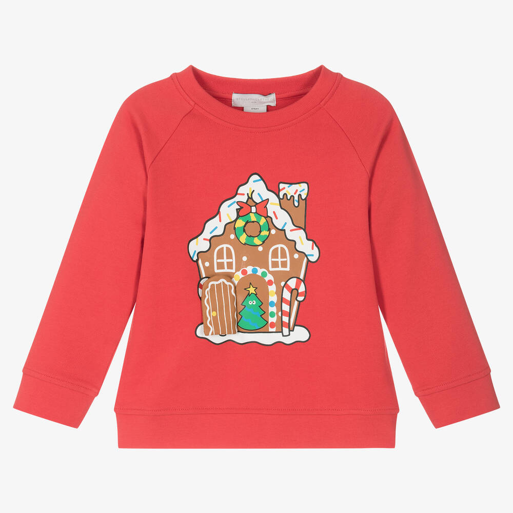 Stella McCartney Kids-Красный хлопковый свитшот с пряничным домиком | Childrensalon Outlet
