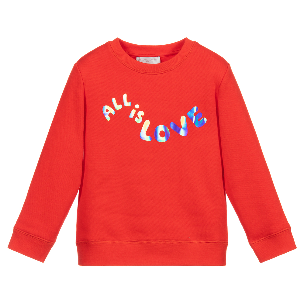 Stella McCartney Kids - سويتشيرت قطن لون أحمر للبنات | Childrensalon