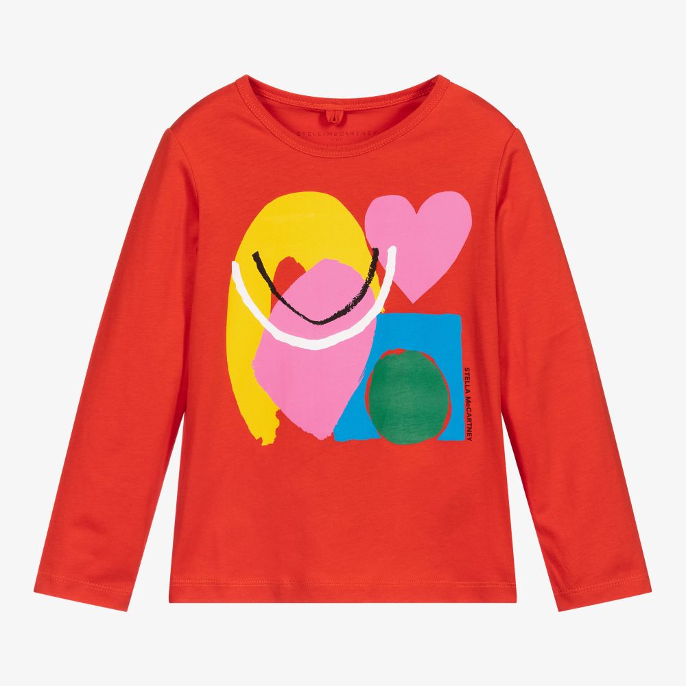 Stella McCartney Kids-Red Organic Cotton Top  | Childrensalon Outlet