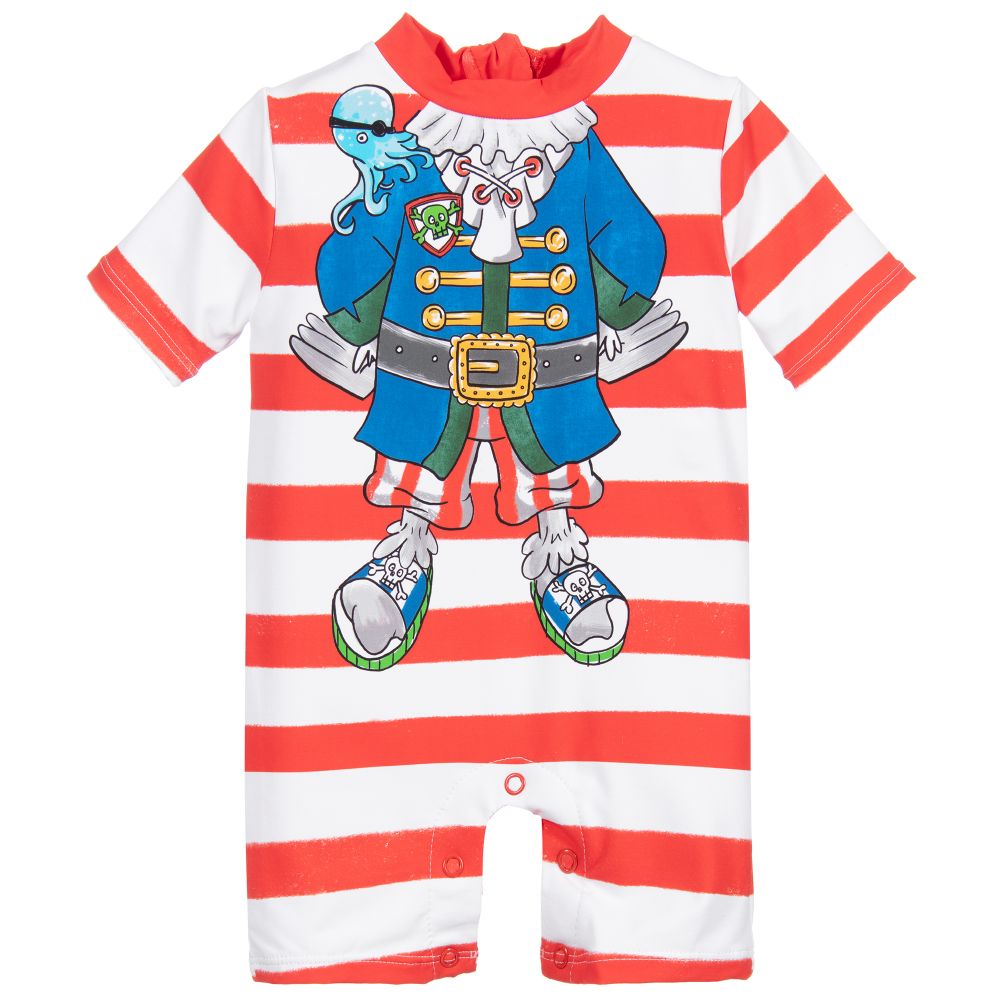 Stella McCartney Kids - Maillot de bain rayé rouge Pirate | Childrensalon