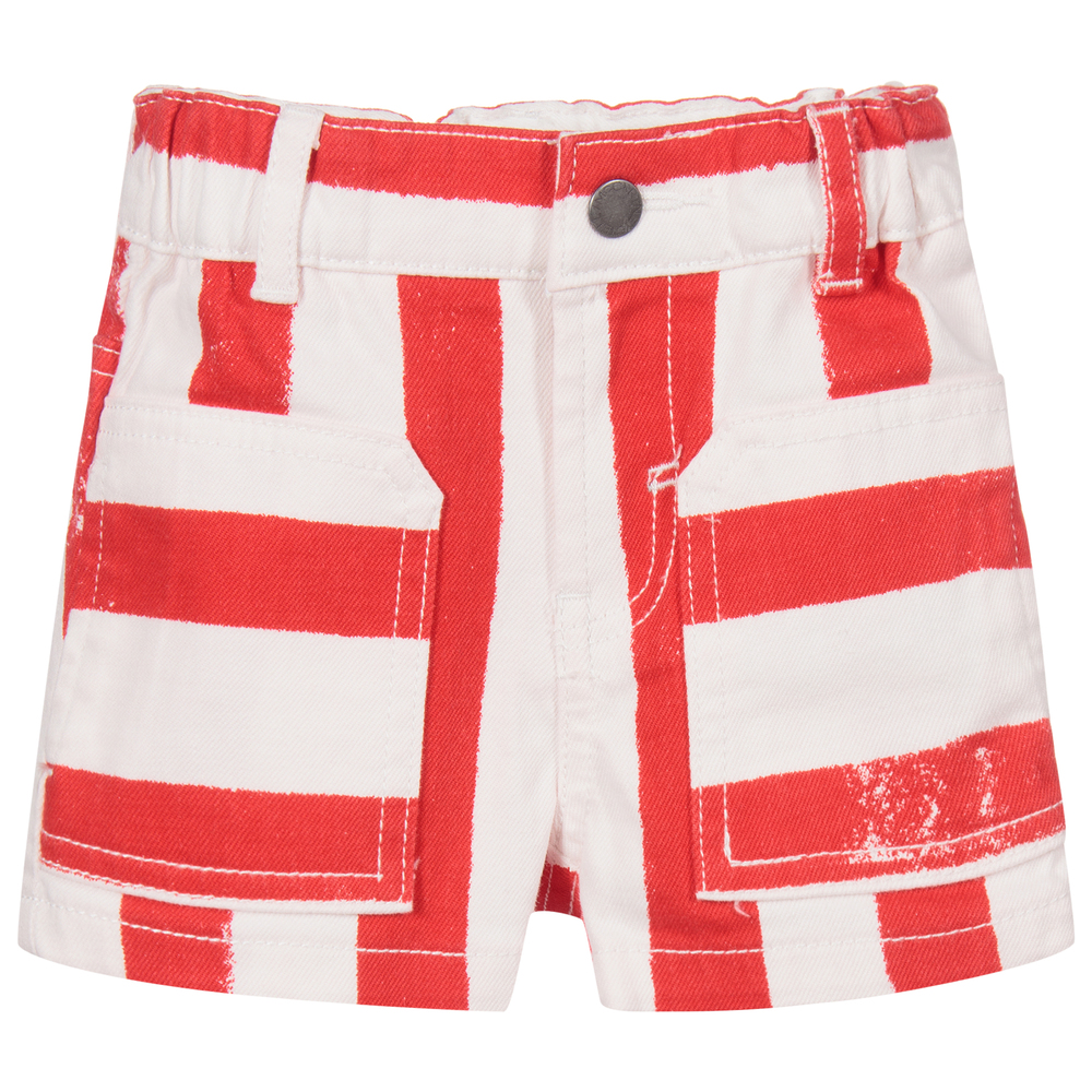 Stella McCartney Kids - Gestreifte Shorts in Rot und Weiß  | Childrensalon