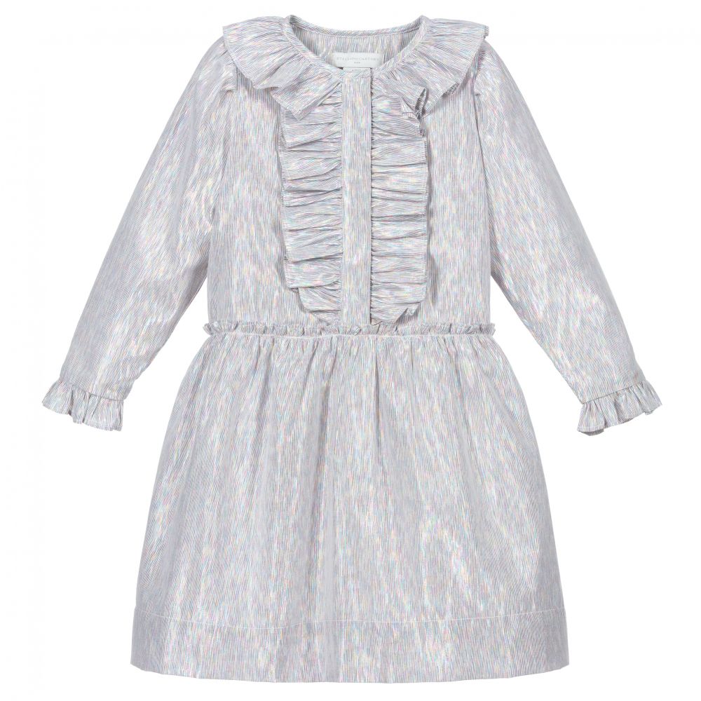 Stella McCartney Kids - Silver Cotton Lurex Dress | Childrensalon