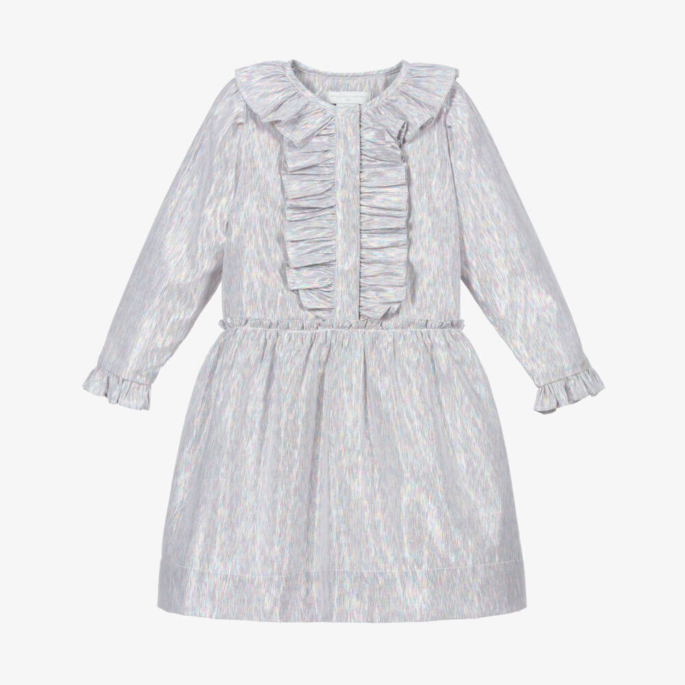 Stella McCartney Kids-Silver Cotton Lurex Dress | Childrensalon Outlet