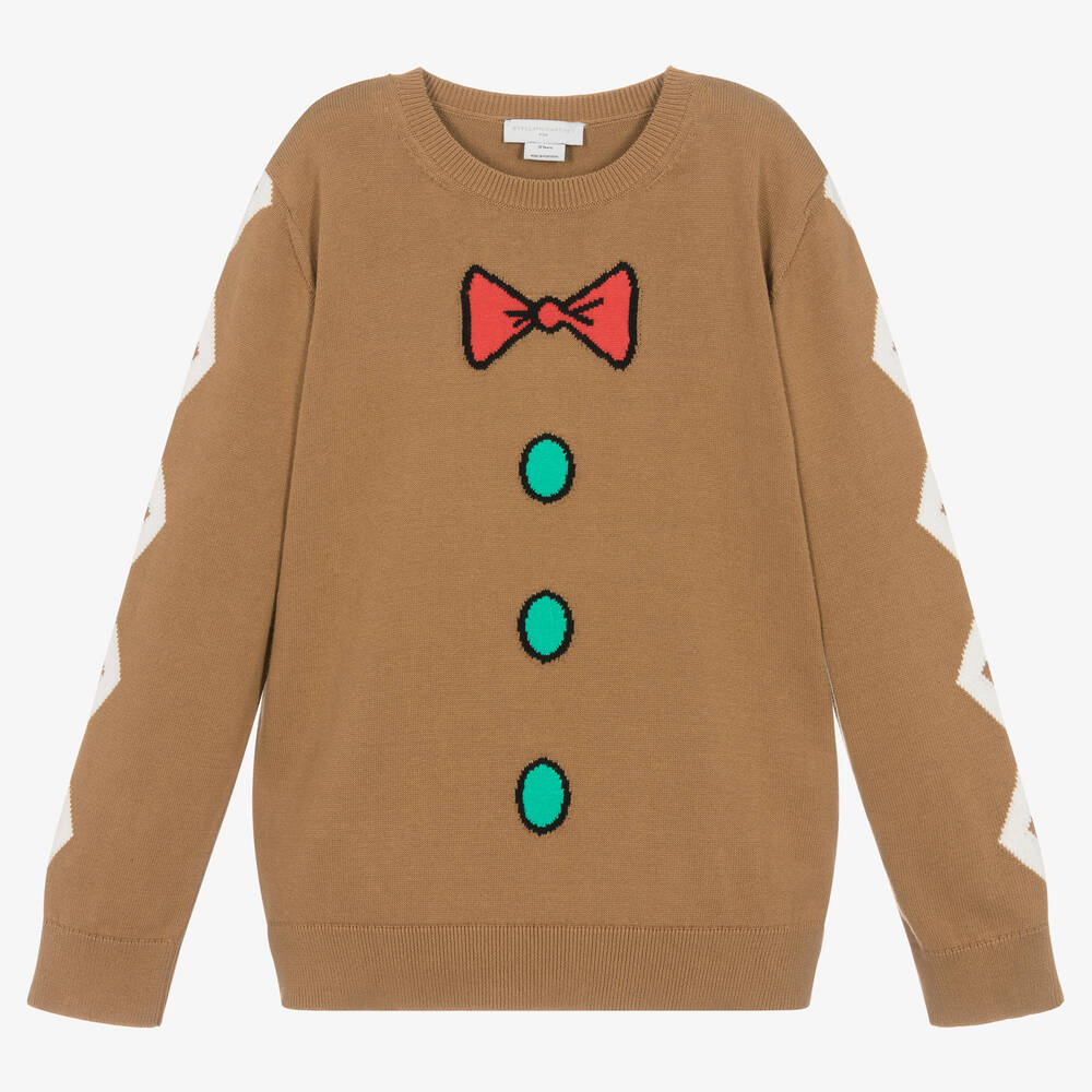 Stella McCartney Kids - Beiger Lebkuchen-Baumwollpullover | Childrensalon