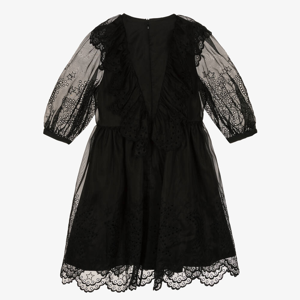 Stella McCartney Kids-Teen Black Broderie Silk Dress | Childrensalon Outlet