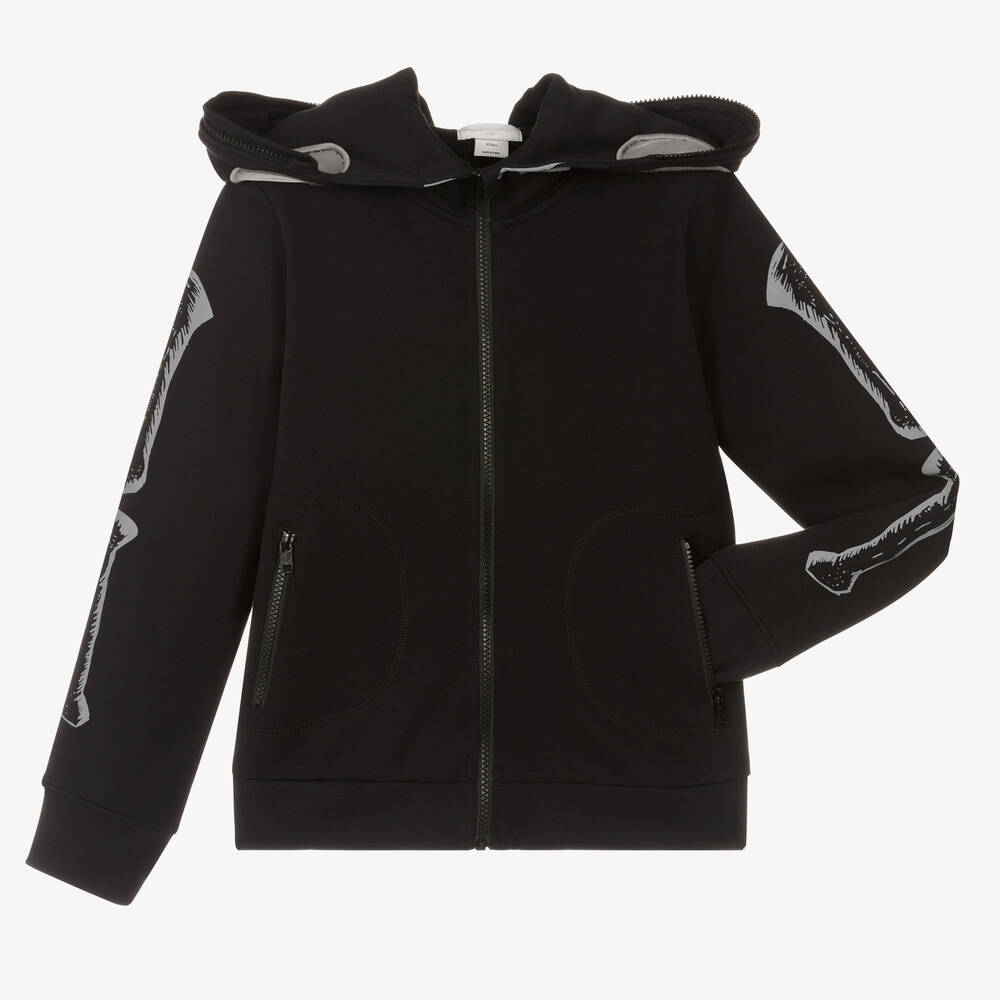 Stella McCartney Kids-Черная худи на молнии с призраком | Childrensalon Outlet