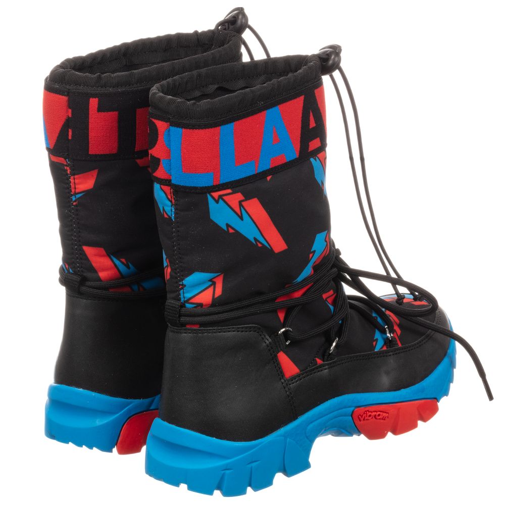 Stella McCartney Kids Ski Wear Capsule-Teen Black Logo Snow Boots | Childrensalon Outlet