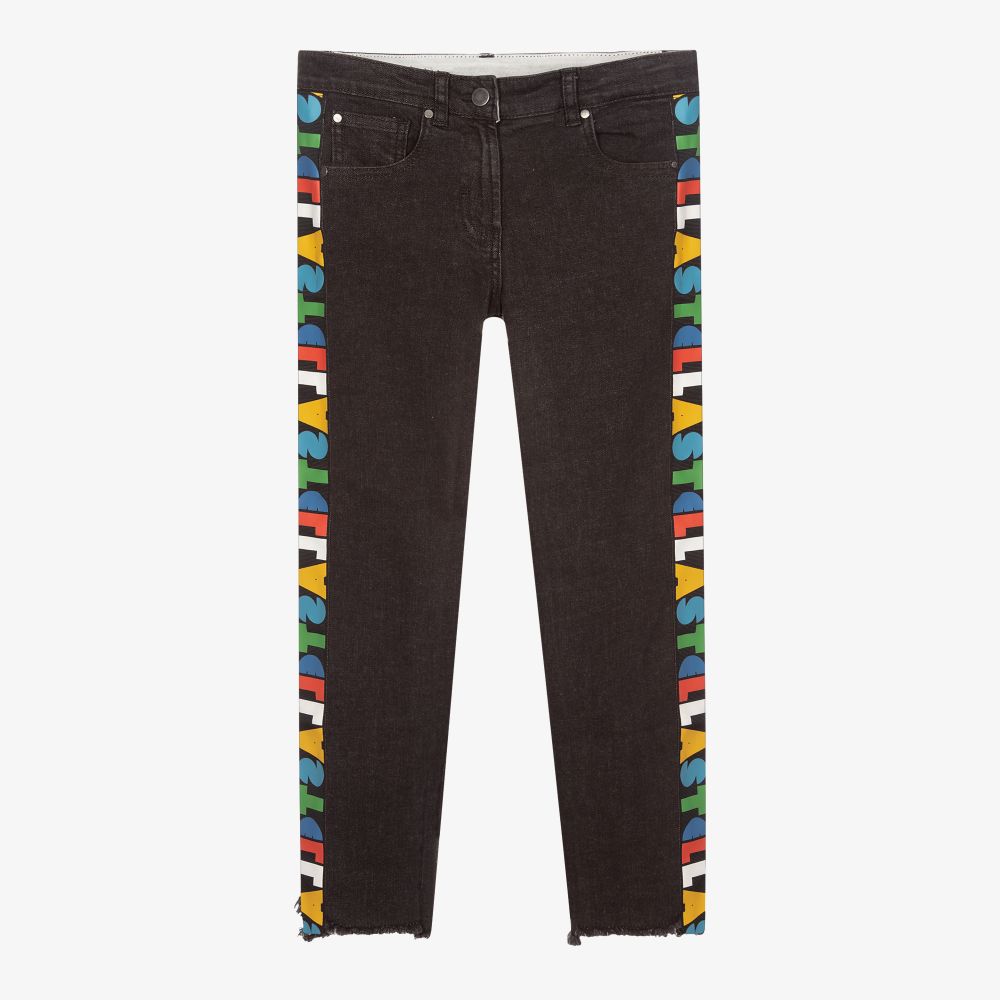 Stella McCartney Kids - Schwarze Jeans mit Logo-Streifen, Teen | Childrensalon