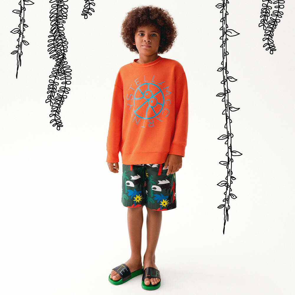 Stella McCartney Kids-Черные шорты с пальмами для подростков | Childrensalon Outlet