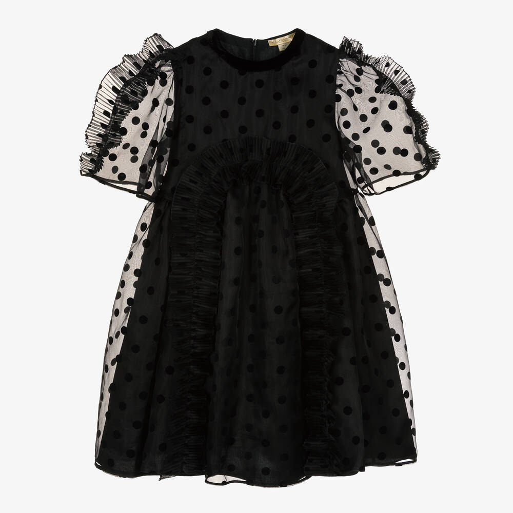 Stella McCartney Kids - Robe noire en soie à pois ado | Childrensalon