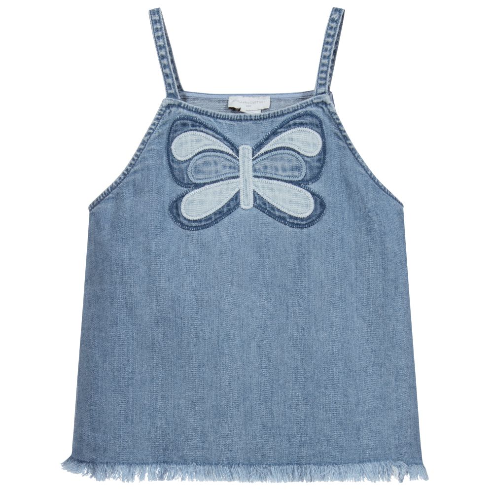 Stella McCartney Kids-Teen Blue Butterfly Denim Top | Childrensalon Outlet