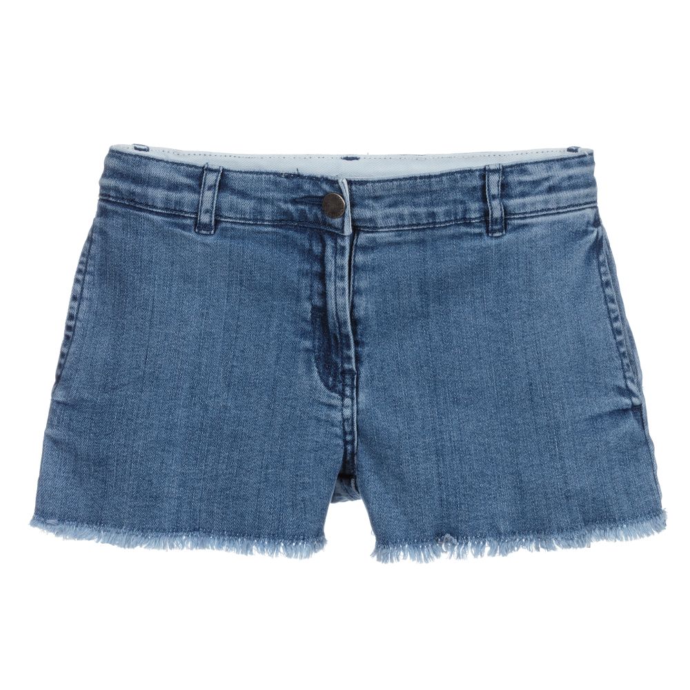 Stella McCartney Kids - Голубые джинсовые шорты с бабочкой для подростков | Childrensalon