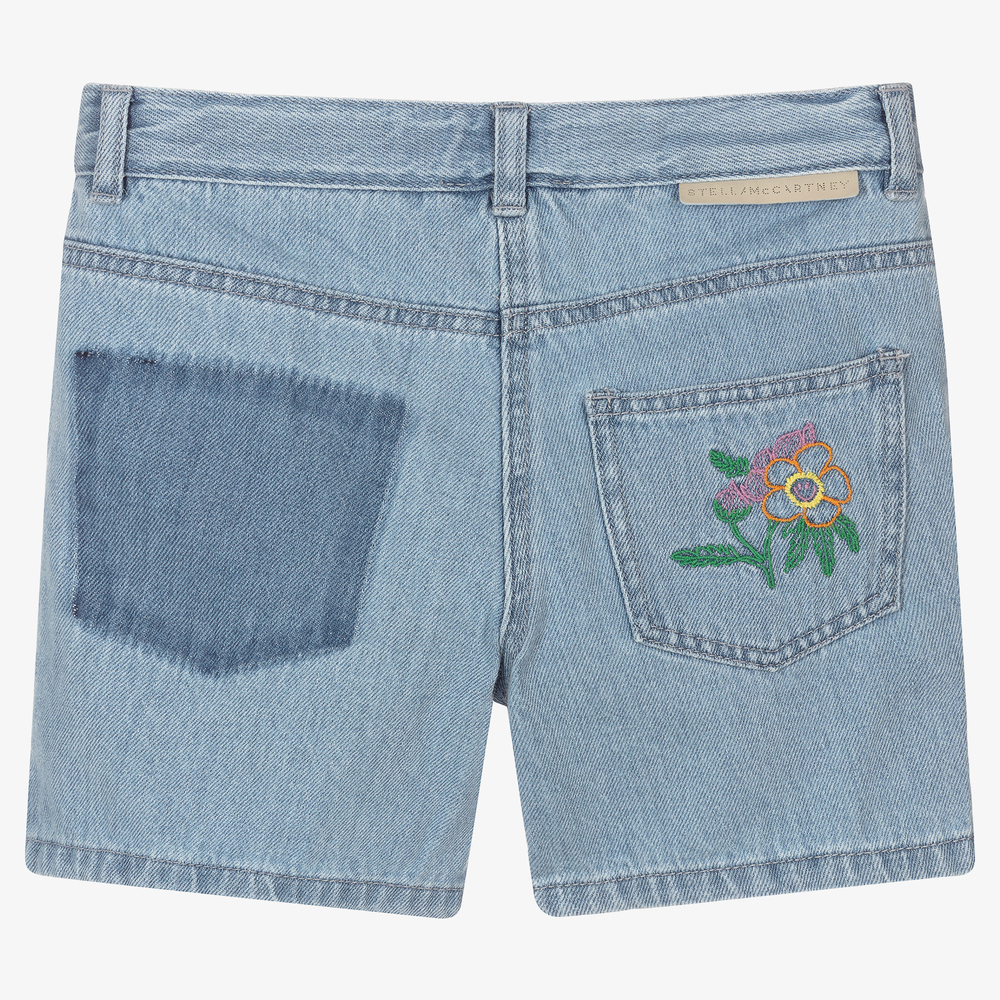 Stella McCartney Kids - Teen Blue Floral Denim Shorts
