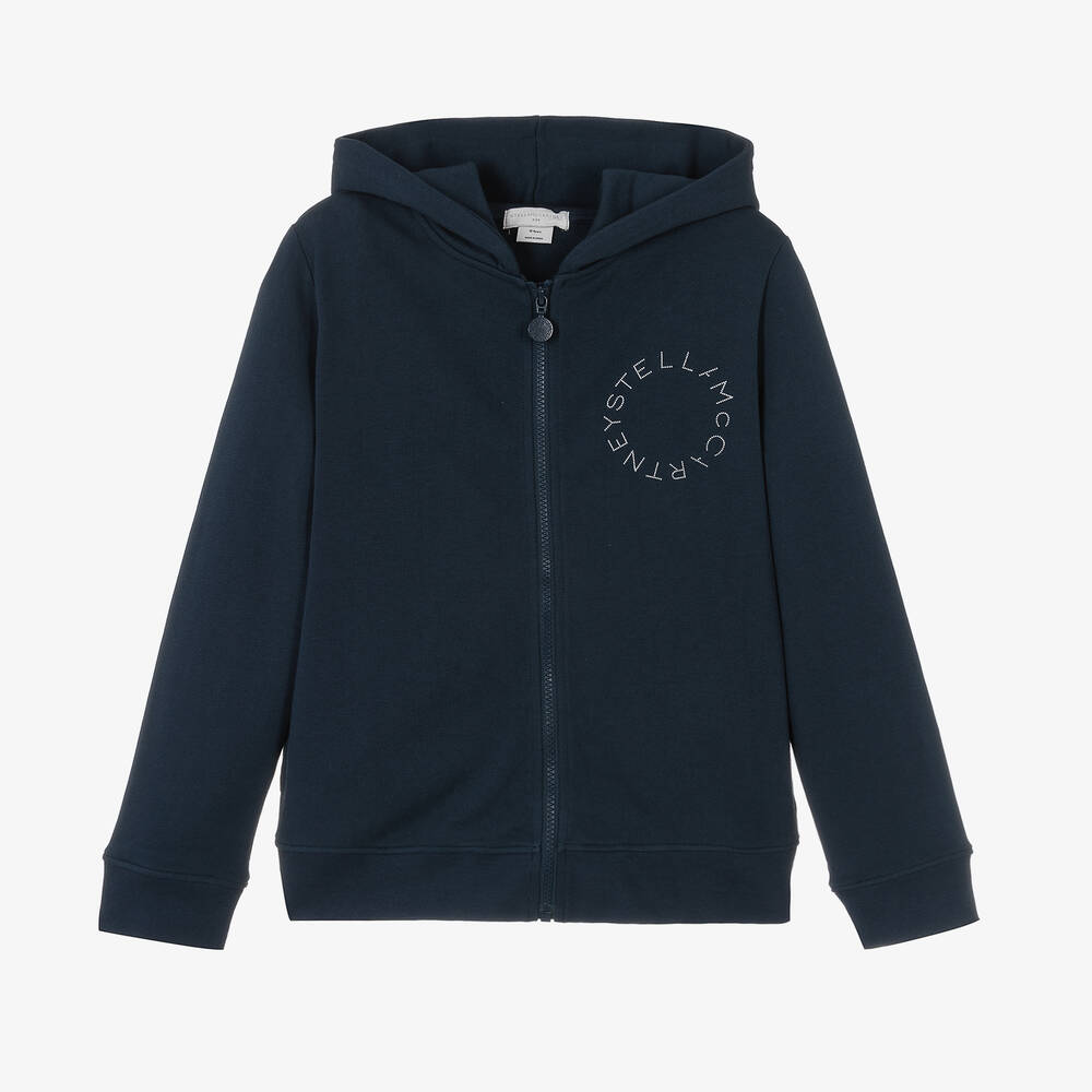 Stella McCartney Kids-Teen Blue Organic Cotton Zip-Up Hoodie | Childrensalon Outlet