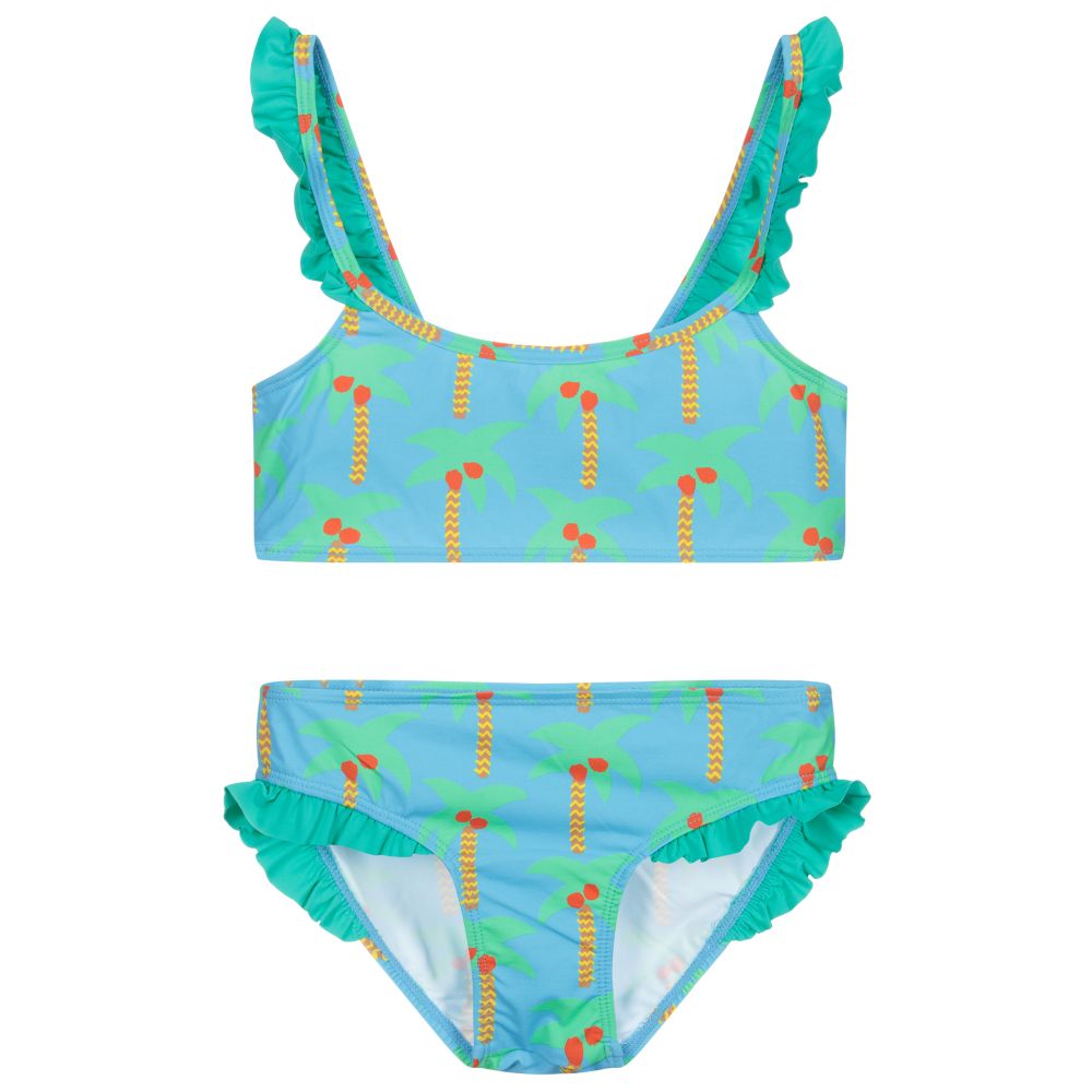 Stella McCartney Kids - Blauer Teen Bikini mit Palmen | Childrensalon