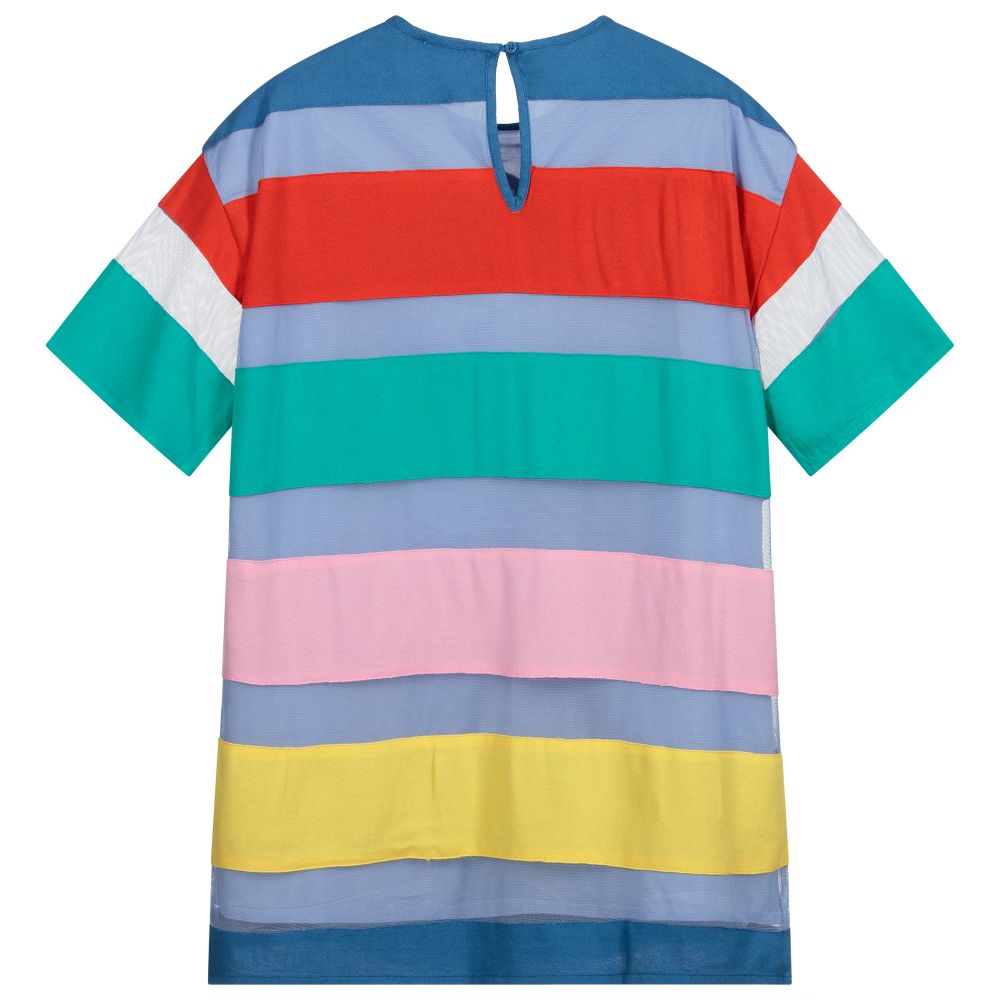 Stella McCartney Kids-Голубое платье из тюля в полоску для подростков | Childrensalon Outlet