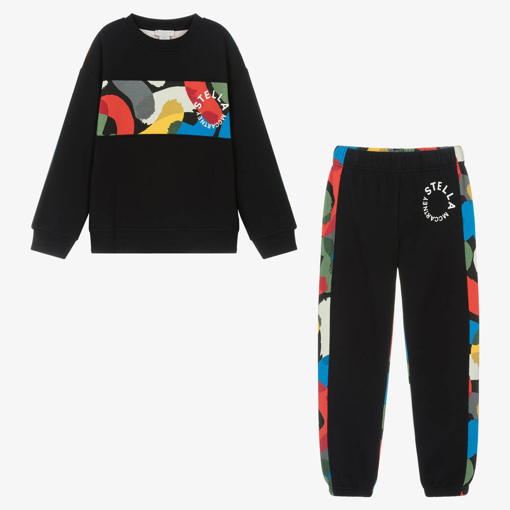 Stella McCartney Kids - Черный спортивный костюм с камуфляжным принтом | Childrensalon