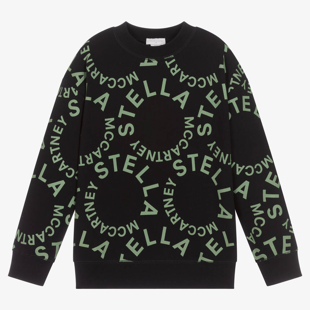 Stella McCartney Kids - Sweat-shirt noir en coton à motif | Childrensalon