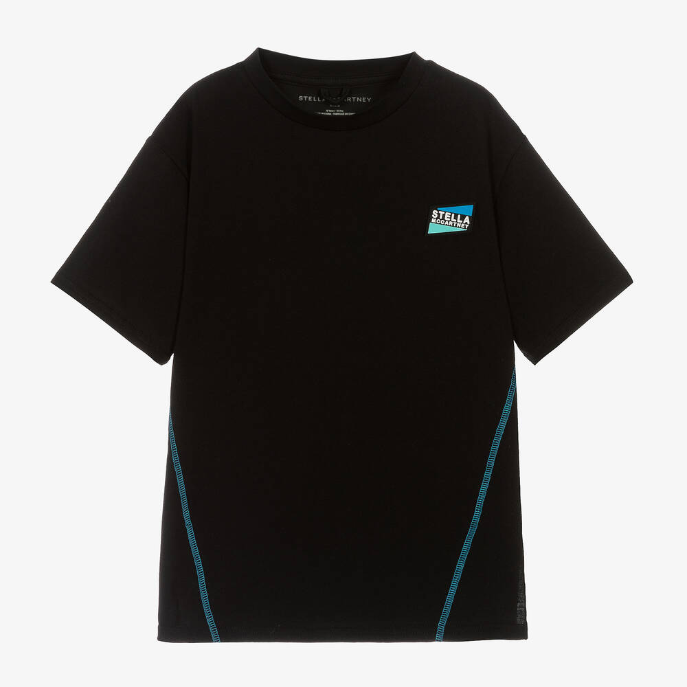 Stella McCartney Kids-Teen Boys Black Cotton Sports T-Shirt | Childrensalon Outlet