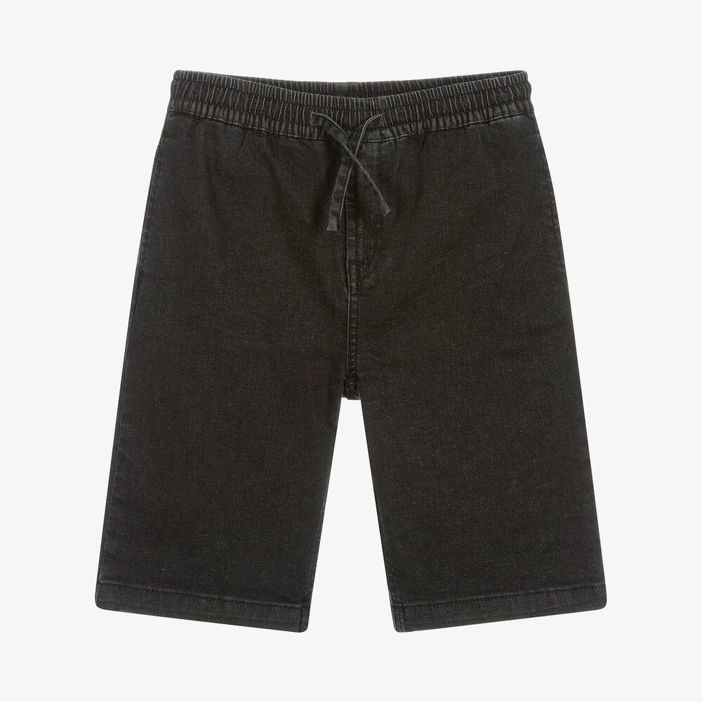 Stella McCartney Kids-شورت تينز ولادي قطن عضوي دنيم لون أسود | Childrensalon Outlet