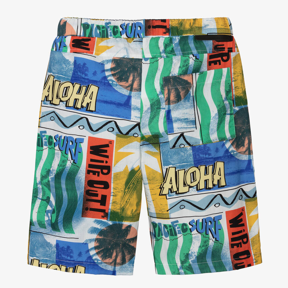 Stella McCartney Kids-Teen Boys Blue Aloha Graphic Cotton Shorts | Childrensalon Outlet