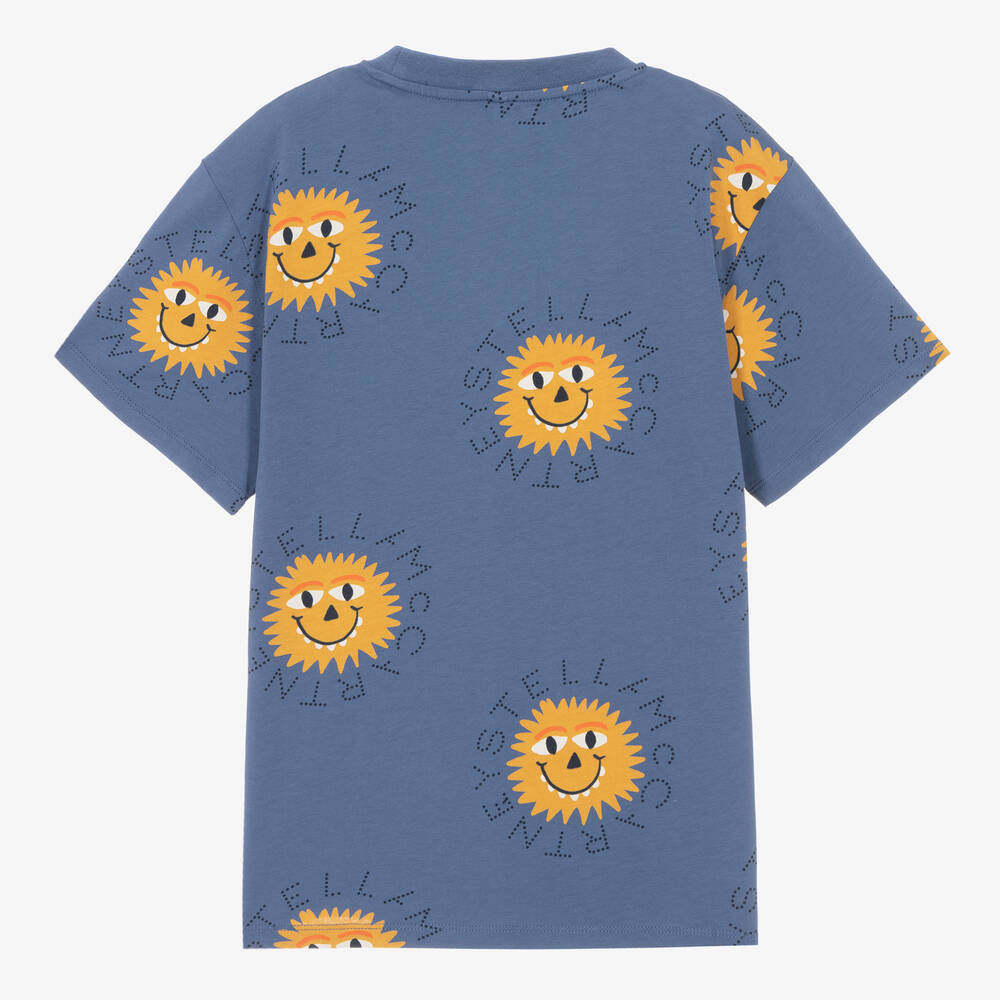 Stella McCartney Kids-Синяя хлопковая футболка для мальчиков-подростков | Childrensalon Outlet