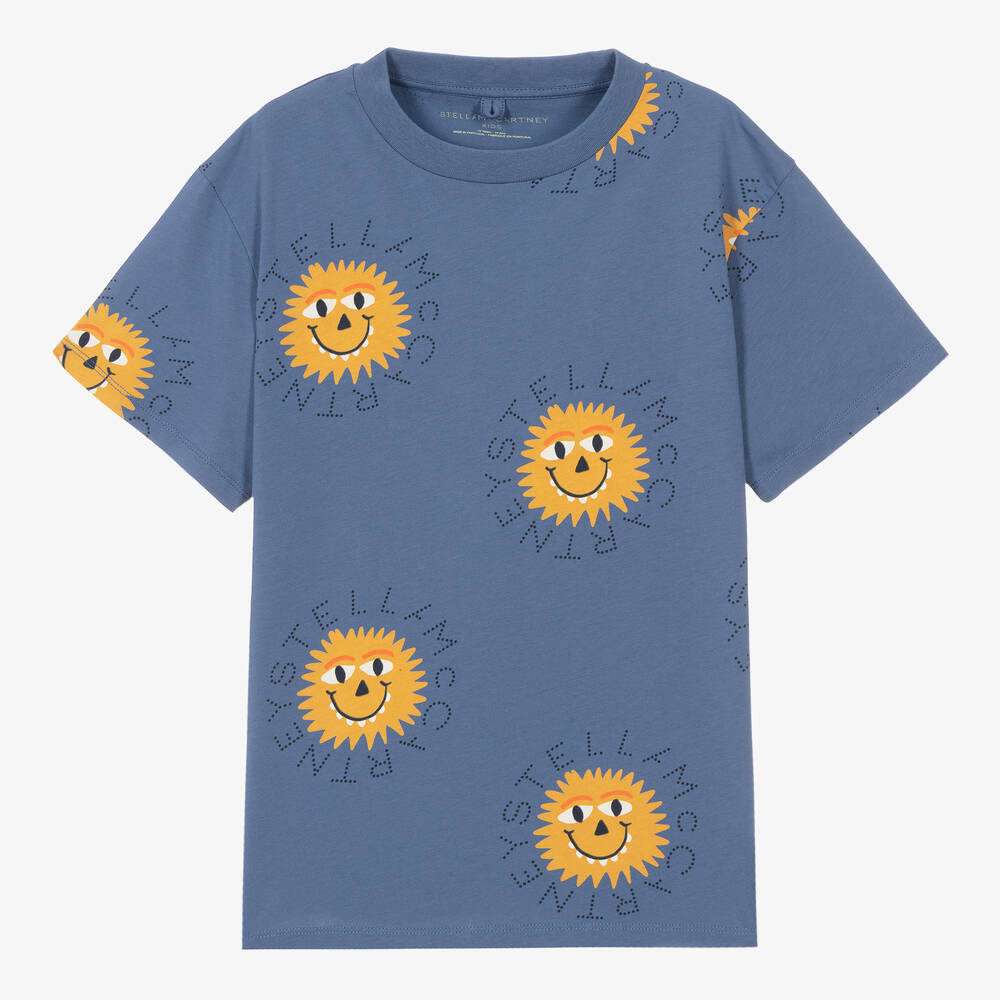 Stella McCartney Kids - Синяя хлопковая футболка для мальчиков-подростков | Childrensalon