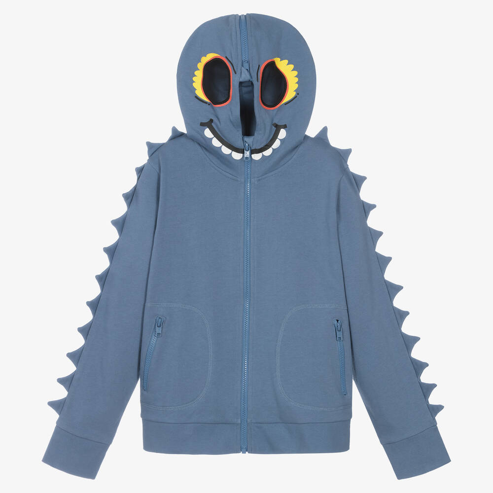 Stella McCartney Kids - Teen Boys Blue Cotton Monster Zip-Up Top | Childrensalon