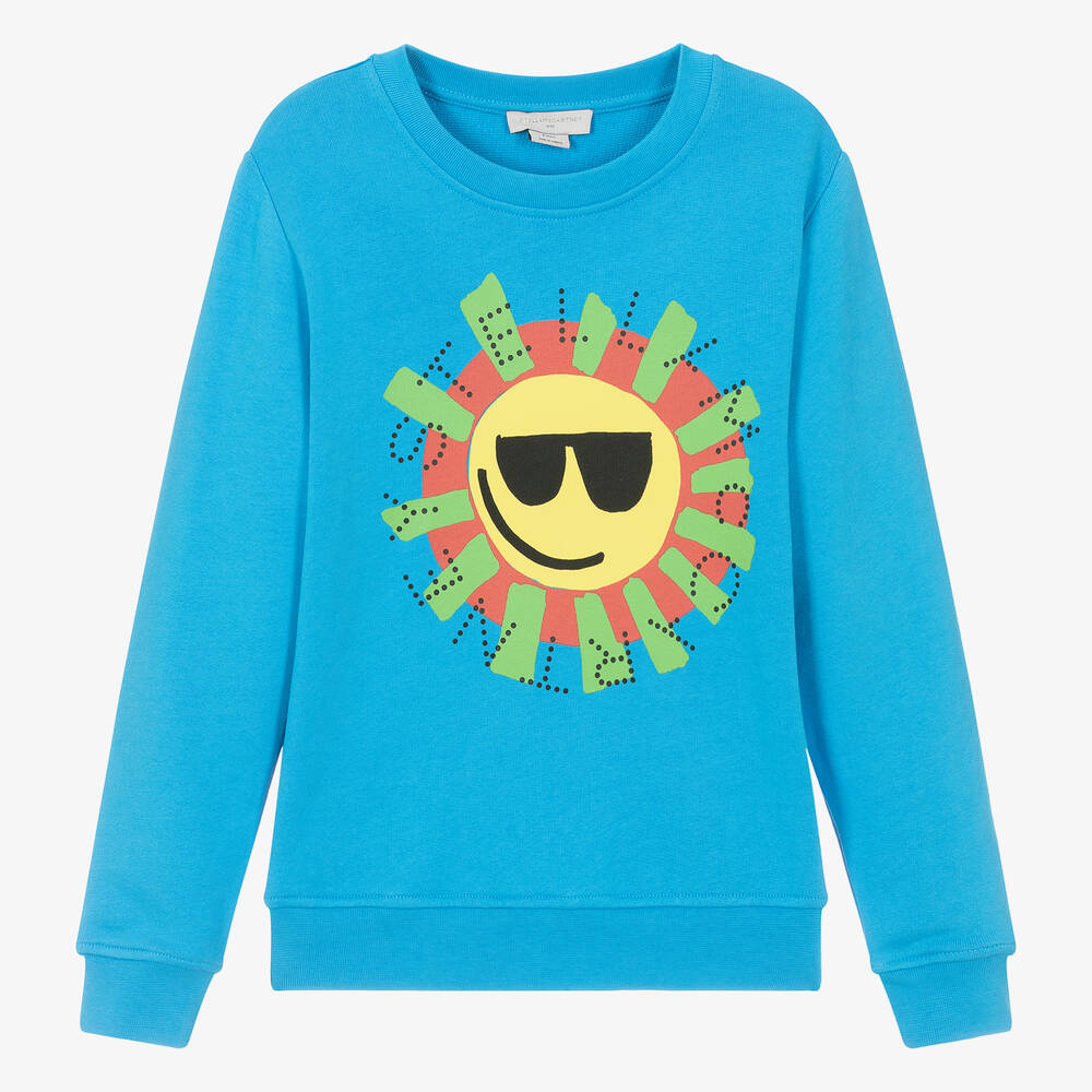 Stella McCartney Kids-سويتشيرت قطن لون أزرق للمراهقين | Childrensalon Outlet