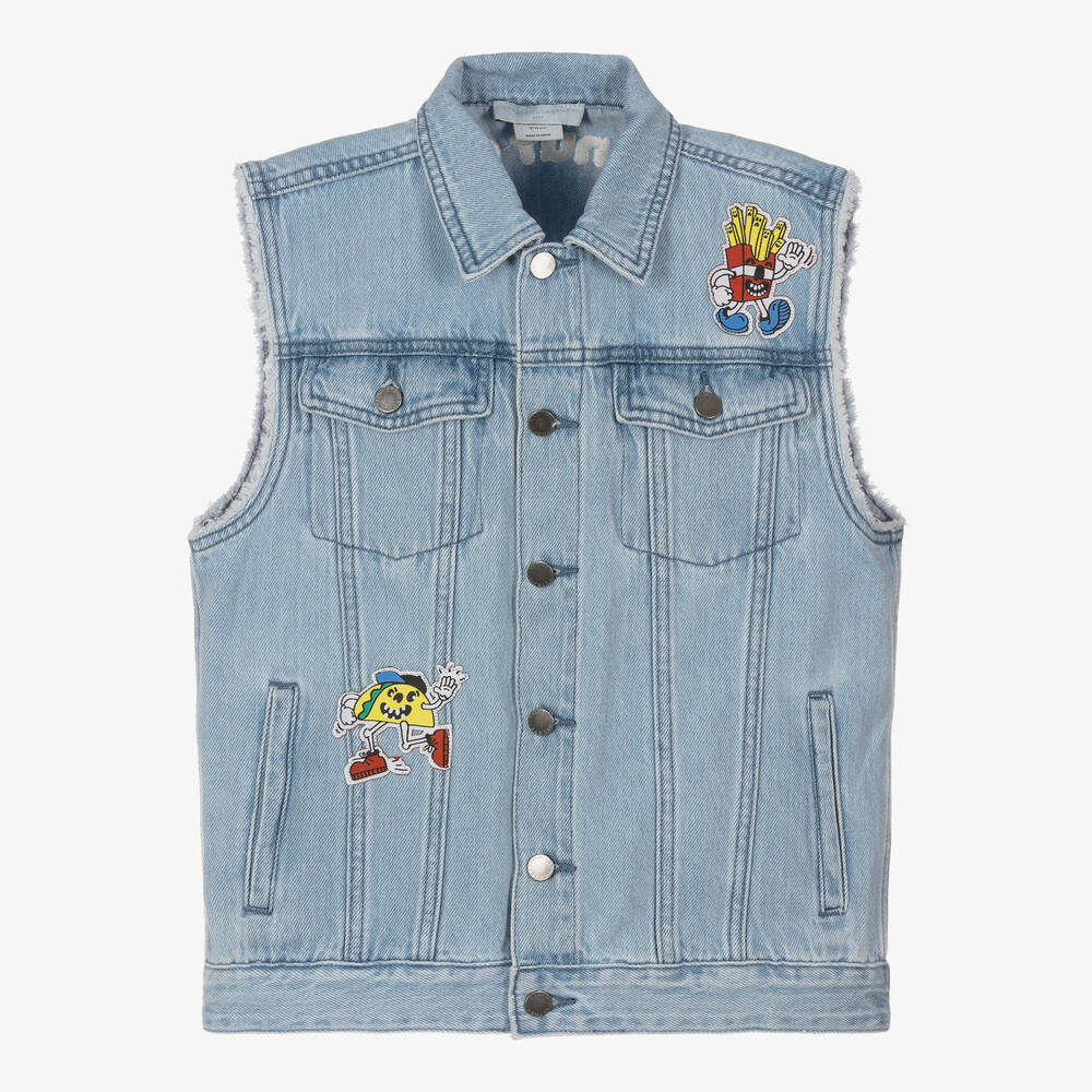 Stella McCartney Kids Teen Boys Blue Denim Patch Gilet