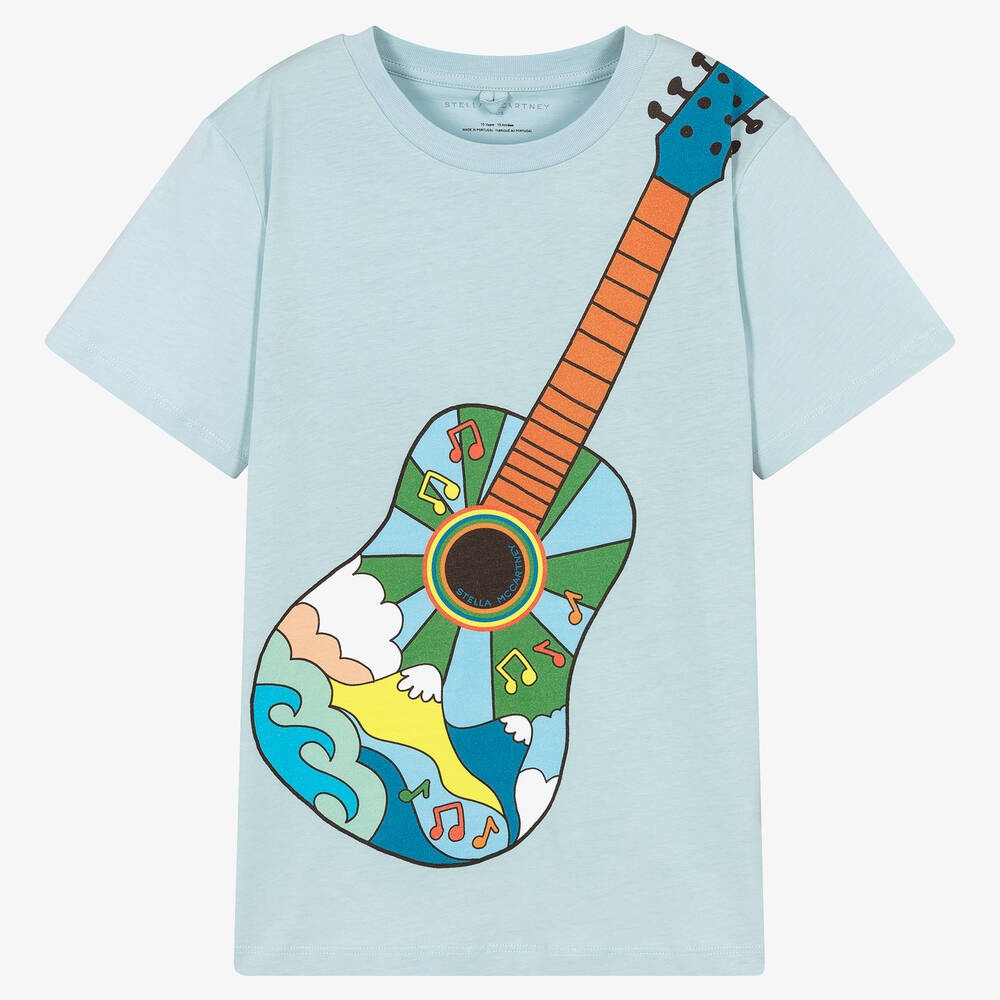 Stella McCartney Kids - Голубая футболка с гитарой | Childrensalon
