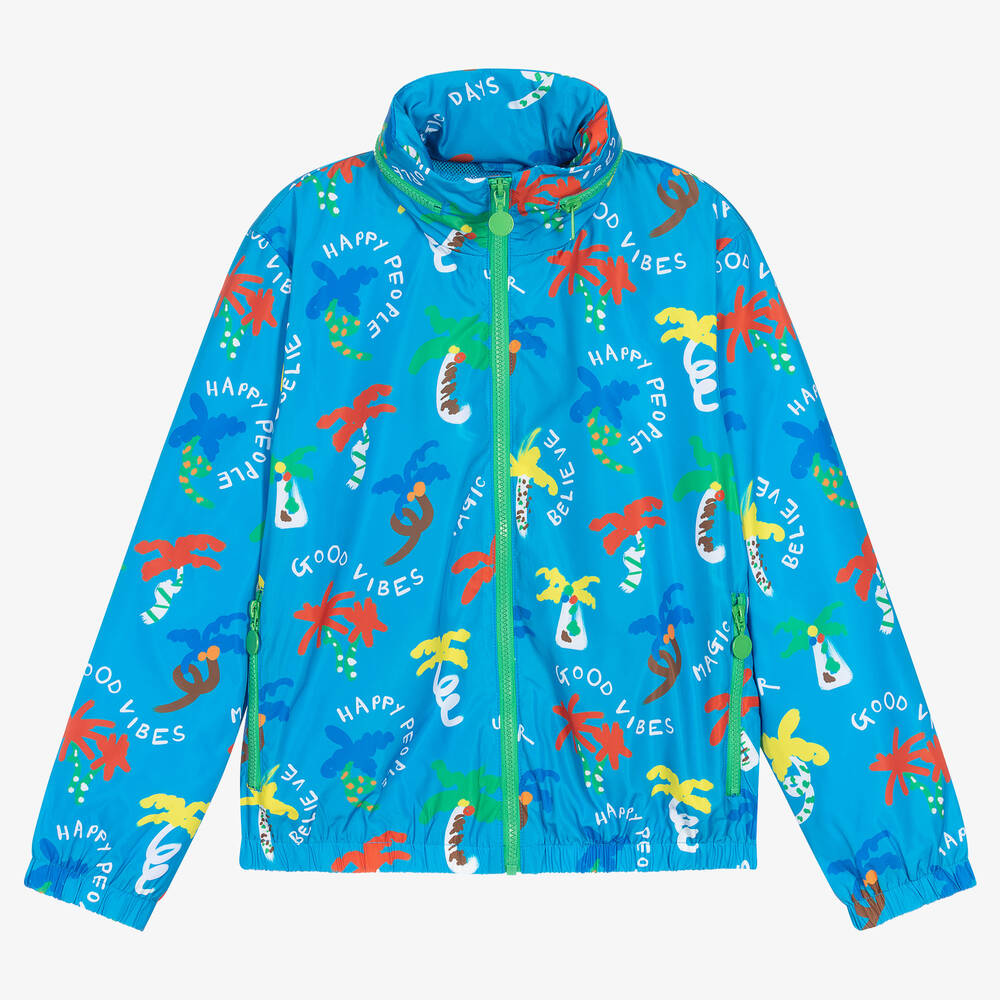 Stella McCartney Kids - Голубая куртка с капюшоном с пальмами | Childrensalon
