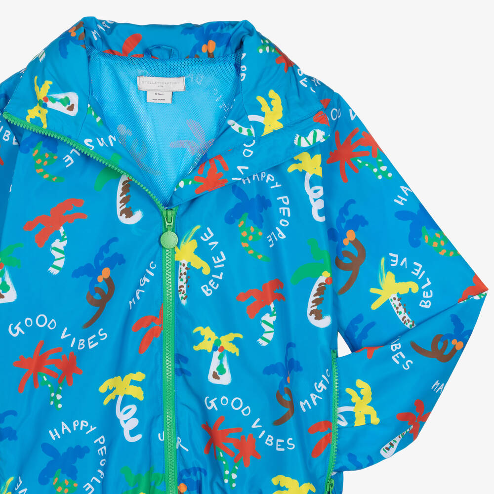 Stella McCartney Kids-Teen Boys Blue Hooded Trees Jacket | Childrensalon Outlet