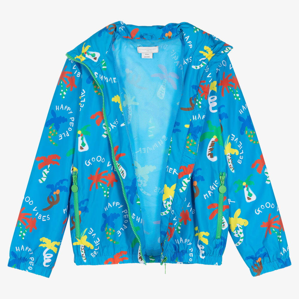 Stella McCartney Kids-Teen Boys Blue Hooded Trees Jacket | Childrensalon Outlet