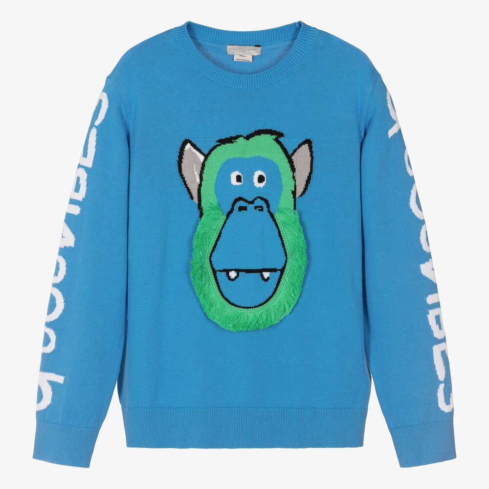 Stella McCartney Kids - Blauer Teen Affen-Strickpullover | Childrensalon