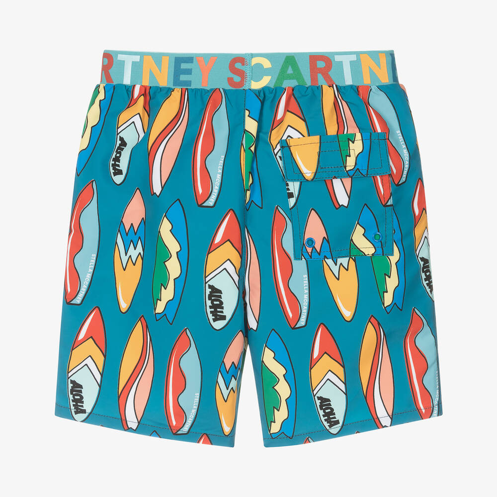 Stella McCartney Kids-Teen Boys Blue Surfboard Print Swim Shorts | Childrensalon Outlet
