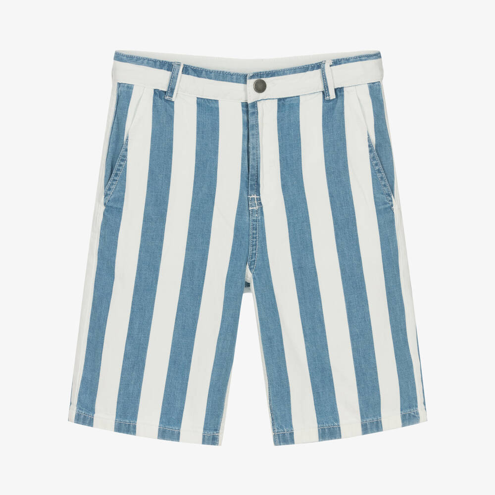 Stella McCartney Kids - Teen Boys Blue & White Striped Shorts | Childrensalon