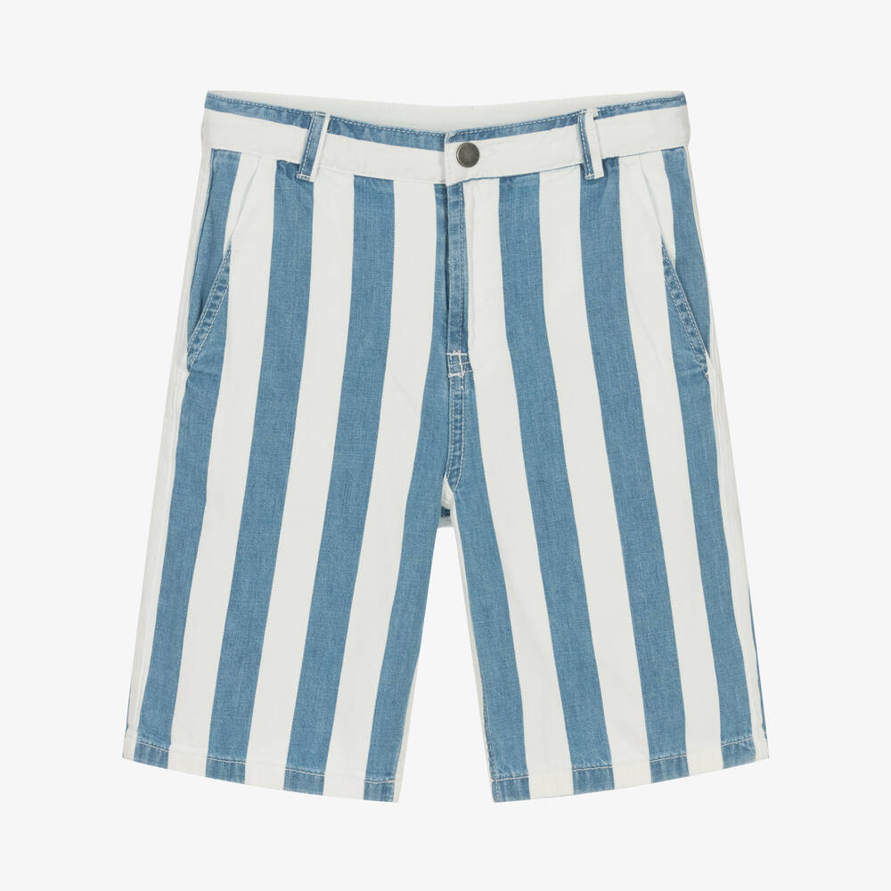 Stella McCartney Kids-Teen Boys Blue & White Striped Shorts | Childrensalon Outlet