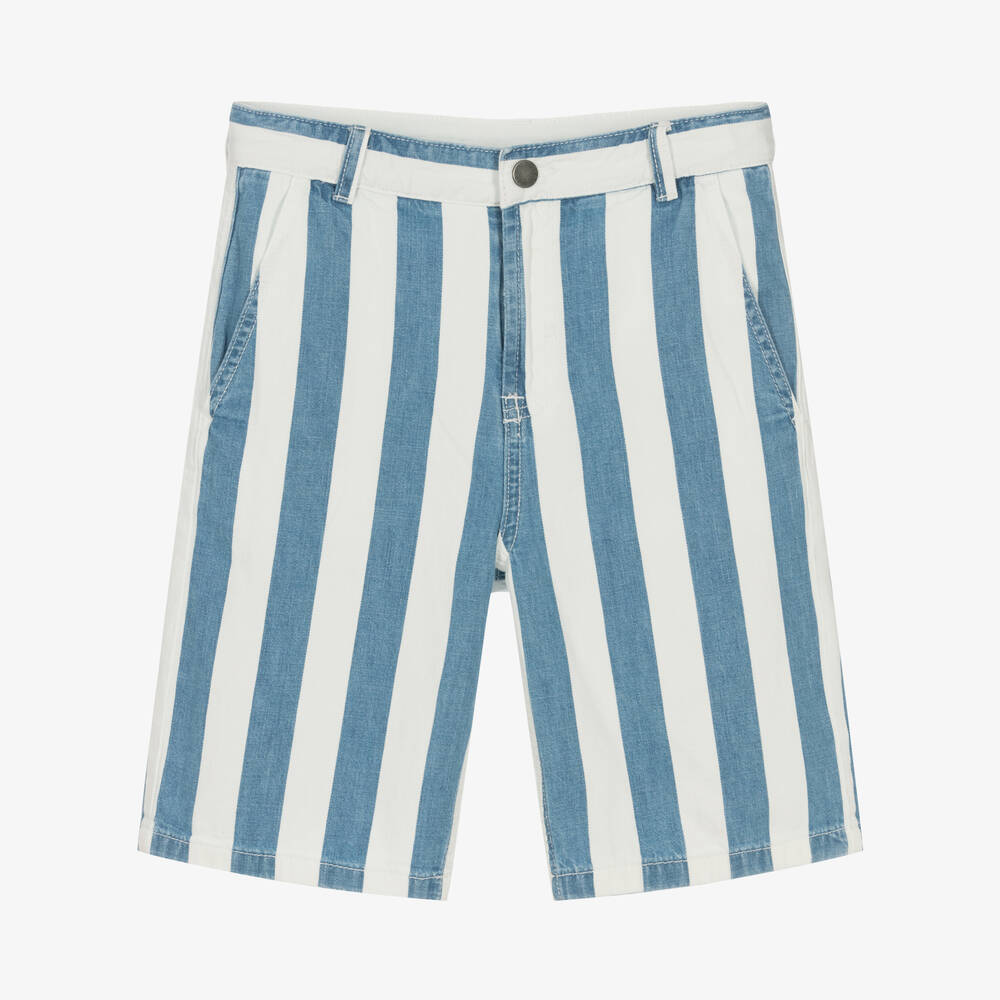 Stella McCartney Kids - Short bleu et blanc rayé ado garçon | Childrensalon