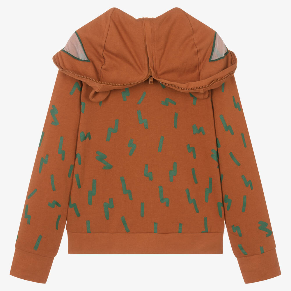 Stella McCartney Kids-Коричневая худи на молнии Медведь | Childrensalon Outlet